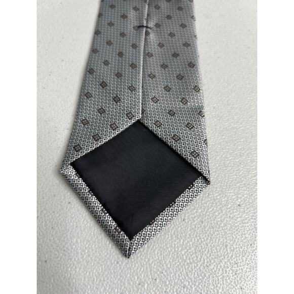 Calvin Klein Gray Geometric Pattern Silk Blend Slim Designer Tie NWT - Picture 6 of 7